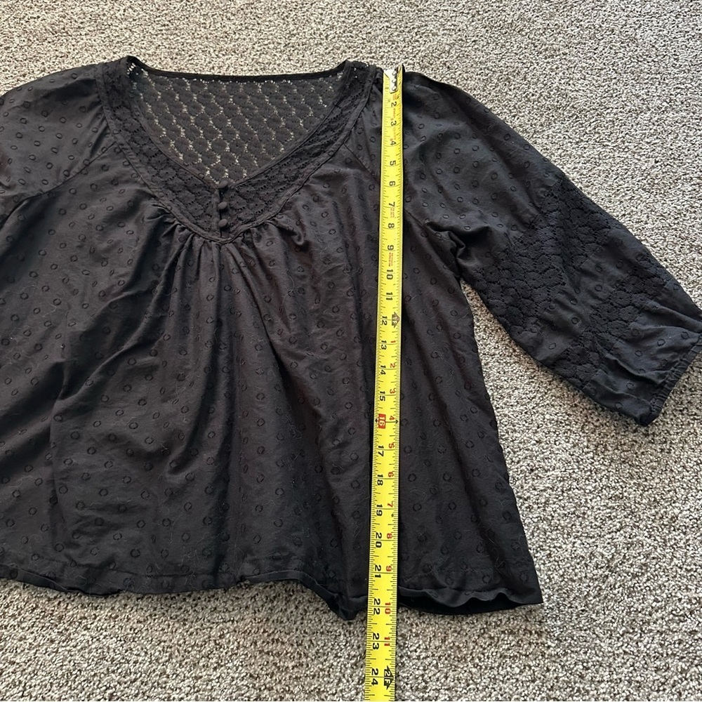 TORRID 00 0X XL Black Poplin Blouse Lace & Dot Detail R $59 - Picture 12 of 13